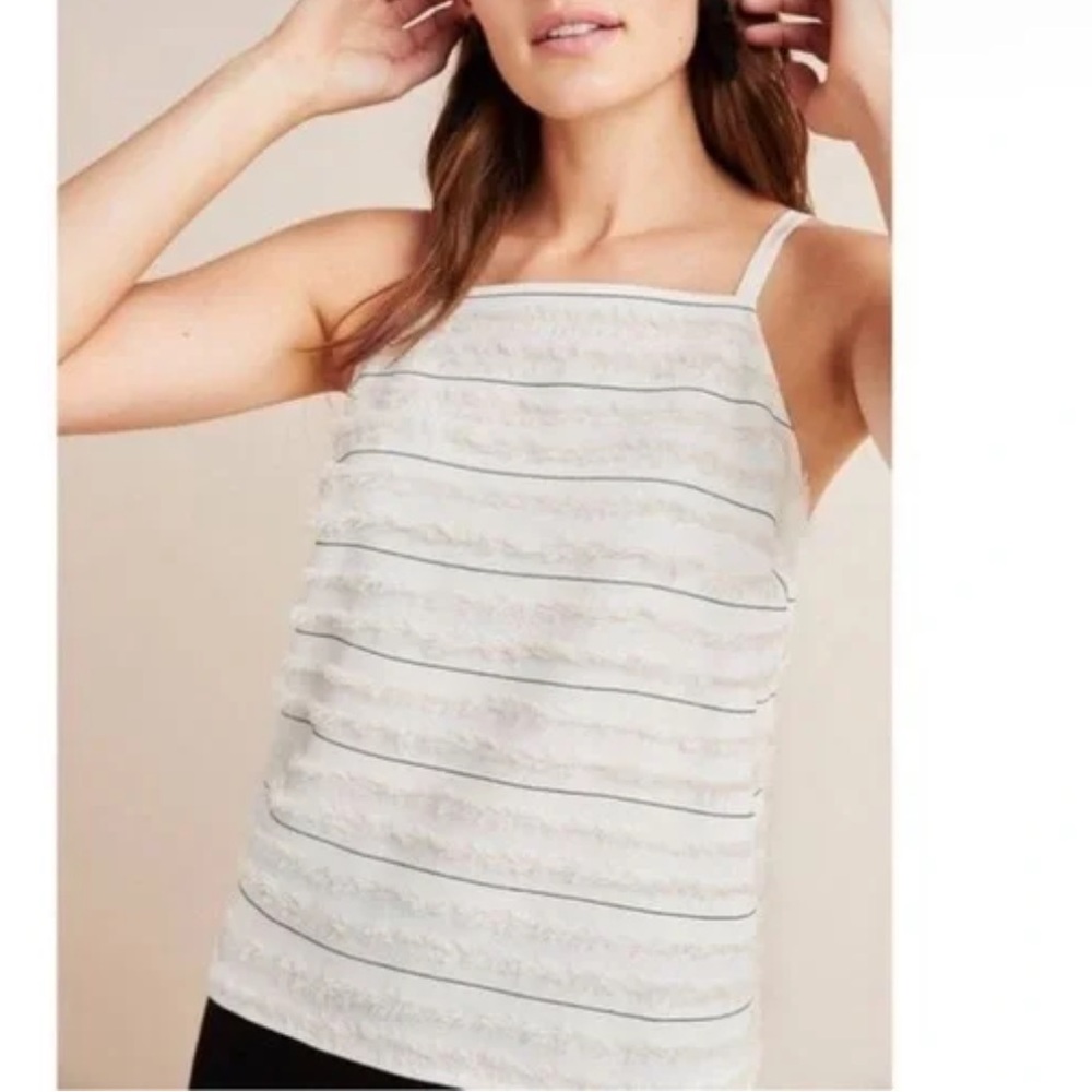 ANTHROPOLOGIE | MAEVE Quinn Ivory & Navy Textured Striped Top
Women's Size 4